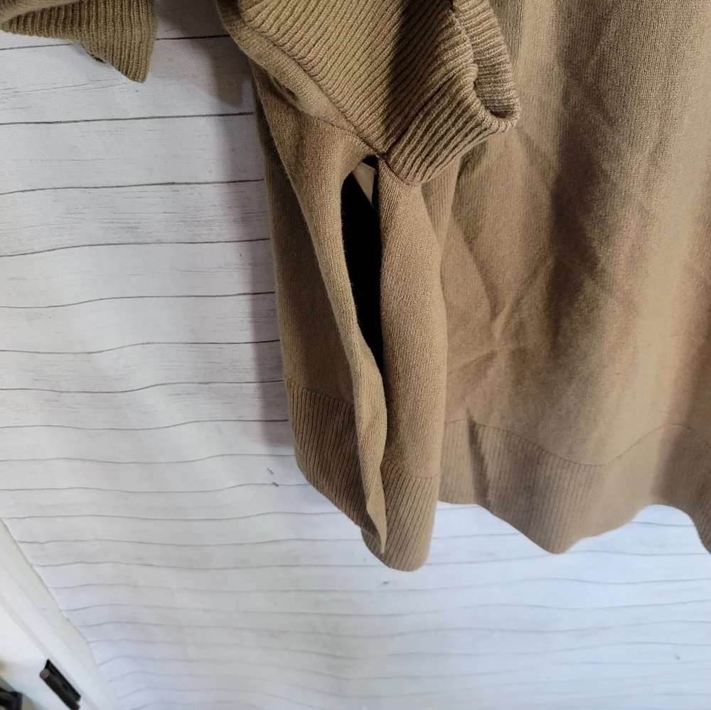 MICHAEL KORS CAMEL PONCHO CASHMERE WOOL V NECK SWEATER, SZ MEDIUM